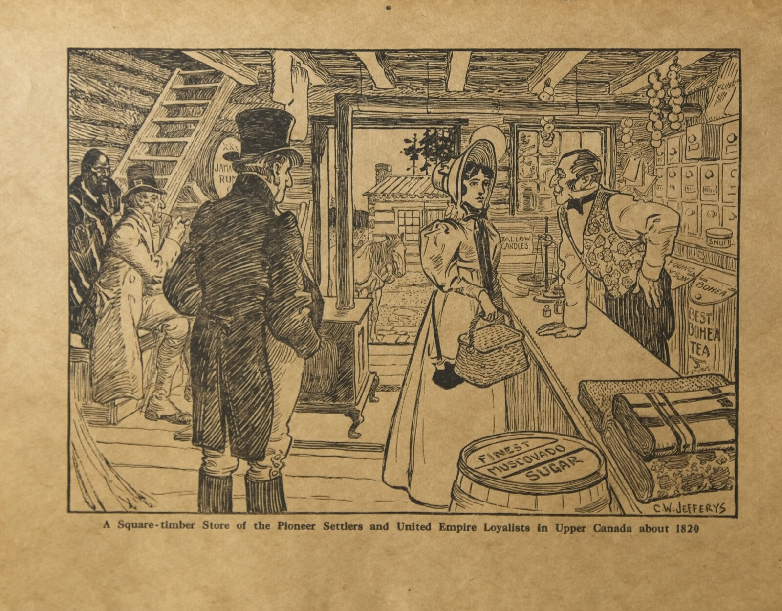 A Square-timber Store of the Pioneer Settlers and United Empire Loyalists in Upper Canada about 1820
