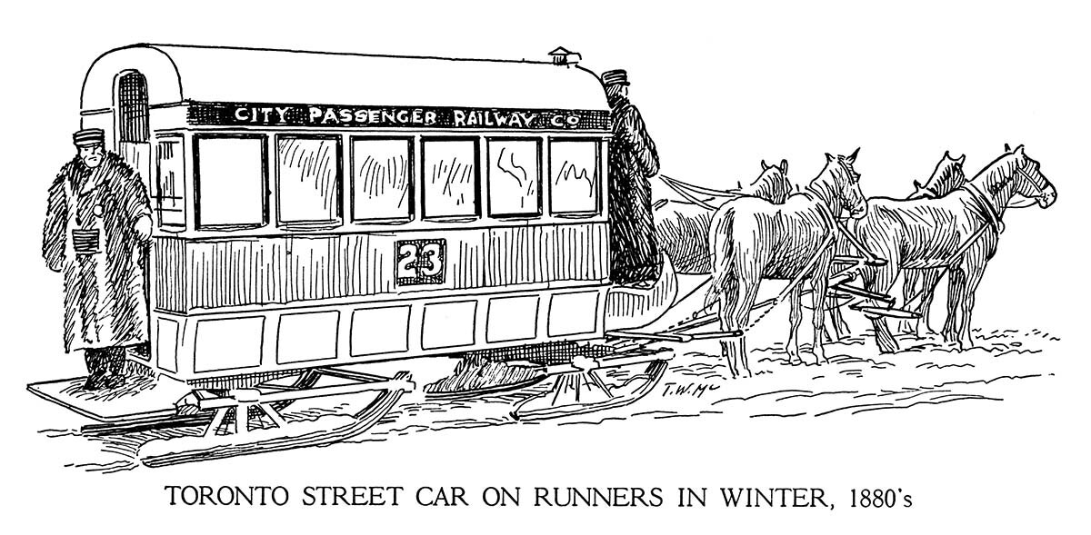 Toronto Street Car on Runners in Winter