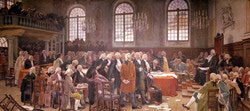 The first meeting of the Legislative Assembly of Lower Canada, painting by Charles Huot © Archives nationales du Québec, photo de Bernard Vallée, E10,D91-706,P15